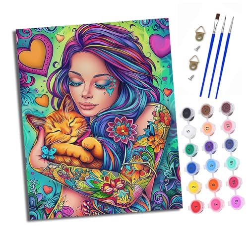 XXHXIE Malen Nach Zahlen Erwachsene-DIY Handgemalt Ölgemälde KitBlumen Tattoo Mädchen für Anfänger Mit 3-Pinseln und Acrylfarbe Handgemalt öLgemäLde Kit Als Geschenk 40x50cm (Rahmenlos) von XXHXIE