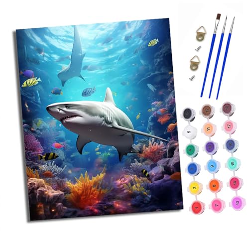 XXHXIE Malen Nach Zahlen Erwachsene-DIY Handgemalt Ölgemälde KitBunte Unterwasserwelt für Anfänger Mit 3-Pinseln und Acrylfarbe Handgemalt öLgemäLde Kit Als Geschenk 40x50cm (Rahmenlos) von XXHXIE