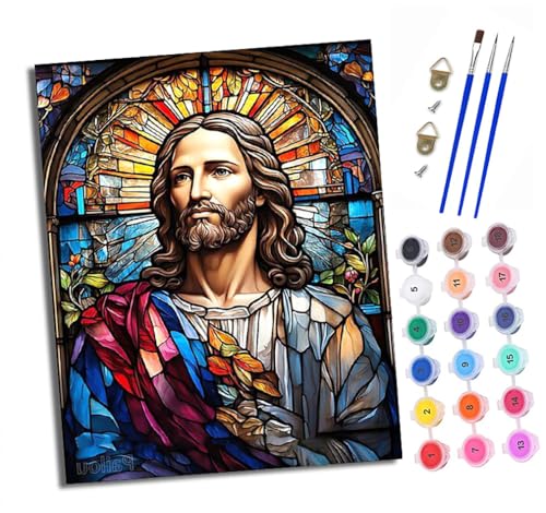 XXHXIE Malen Nach Zahlen Erwachsene-DIY Handgemalt Ölgemälde KitChristlicher Jesus für Anfänger Mit 3-Pinseln und Acrylfarbe Handgemalt öLgemäLde Kit Als Geschenk 40x50cm (Rahmenlos) von XXHXIE