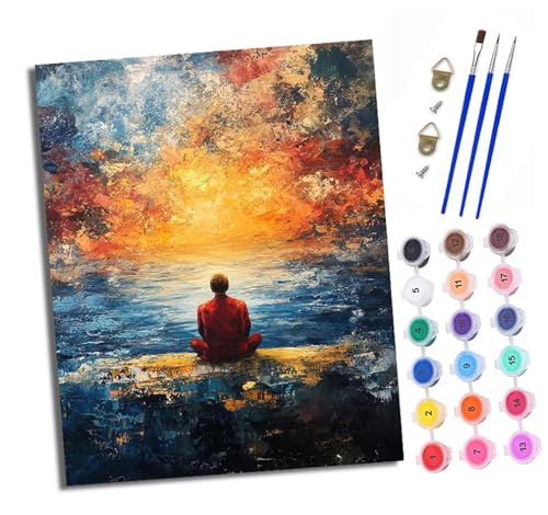 XXHXIE Malen Nach Zahlen Erwachsene-DIY Handgemalt Ölgemälde KitDer Rücken des einsamen Mannes für Anfänger Mit 3-Pinseln und Acrylfarbe Handgemalt öLgemäLde Kit Als Geschenk 40x50cm (Mit Rahmen) von XXHXIE