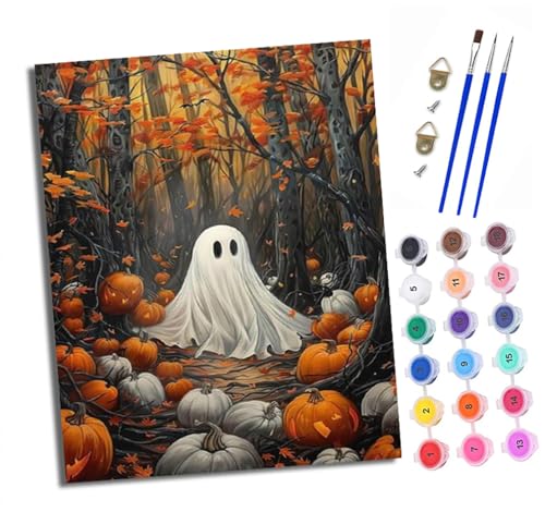 XXHXIE Malen Nach Zahlen Erwachsene-DIY Handgemalt Ölgemälde KitGeist im Kürbisbusch für Anfänger Mit 3-Pinseln und Acrylfarbe Handgemalt öLgemäLde Kit Als Geschenk 40x50cm (Rahmenlos) von XXHXIE