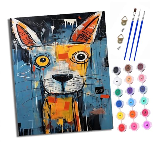 XXHXIE Malen Nach Zahlen Erwachsene-DIY Handgemalt Ölgemälde KitGraffiti-Fuchs für Anfänger Mit 3-Pinseln und Acrylfarbe Handgemalt öLgemäLde Kit Als Geschenk 40x50cm (Mit Rahmen) von XXHXIE
