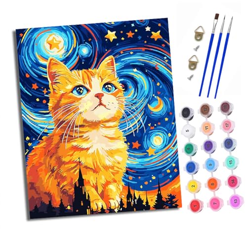 XXHXIE Malen Nach Zahlen Erwachsene-DIY Handgemalt Ölgemälde KitKätzchen unter dem Sternenhimmel für Anfänger Mit 3-Pinseln und Acrylfarbe Handgemalt öLgemäLde Kit Als Geschenk 40x50cm (Rahmenlos) XXHXIE Malen Nach Zahlen Erwachsene-DIY Handgemalt Ölgemälde KitKätzchen unter dem Sternenhimmel für Anfänger Mit 3-Pinseln und Acrylfarbe Handgemalt öLgemäLde Kit Als Geschenk 40x50cm (Rahmenlos) von XXHXIE