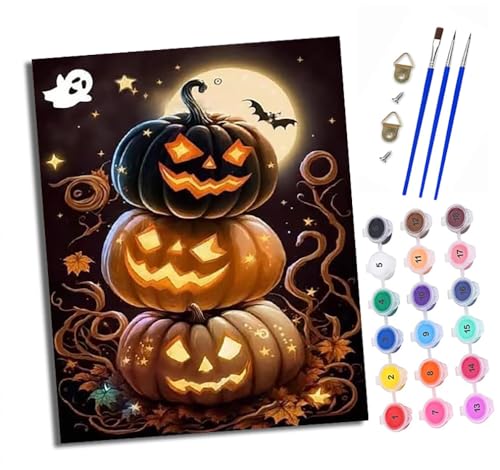 XXHXIE Malen Nach Zahlen Erwachsene-DIY Handgemalt Ölgemälde KitKürbishaufen-Karneval für Anfänger Mit 3-Pinseln und Acrylfarbe Handgemalt öLgemäLde Kit Als Geschenk 40x50cm (Rahmenlos) von XXHXIE