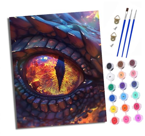 XXHXIE Malen Nach Zahlen Erwachsene-DIY Handgemalt Ölgemälde KitNahaufnahme des Drachenauges für Anfänger Mit 3-Pinseln und Acrylfarbe Handgemalt öLgemäLde Kit Als Geschenk 40x50cm (Rahmenlos) von XXHXIE