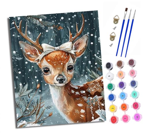XXHXIE Malen Nach Zahlen Erwachsene-DIY Handgemalt Ölgemälde KitSchneewald Schmetterling Hirsch für Anfänger Mit 3-Pinseln und Acrylfarbe Handgemalt öLgemäLde Kit Als Geschenk 40x50cm (Rahmenlos) XXHXIE Malen Nach Zahlen Erwachsene-DIY Handgemalt Ölgemälde KitSchneewald Schmetterling Hirsch für Anfänger Mit 3-Pinseln und Acrylfarbe Handgemalt öLgemäLde Kit Als Geschenk 40x50cm (Rahmenlos) von XXHXIE