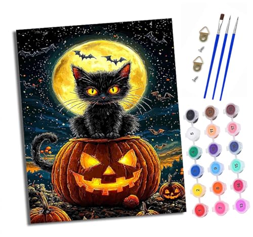 XXHXIE Malen Nach Zahlen Erwachsene-DIY Handgemalt Ölgemälde KitSchwarze Katze auf einem Kürbis für Anfänger Mit 3-Pinseln und Acrylfarbe Handgemalt öLgemäLde Kit Als Geschenk 40x50cm (Rahmenlos) XXHXIE Malen Nach Zahlen Erwachsene-DIY Handgemalt Ölgemälde KitSchwarze Katze auf einem Kürbis für Anfänger Mit 3-Pinseln und Acrylfarbe Handgemalt öLgemäLde Kit Als Geschenk 40x50cm (Rahmenlos) von XXHXIE