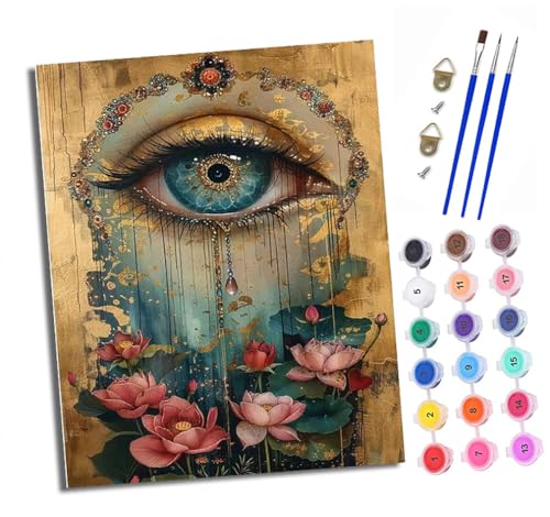 XXHXIE Malen Nach Zahlen Erwachsene-DIY Handgemalt Ölgemälde KitTränen und Lotus für Anfänger Mit 3-Pinseln und Acrylfarbe Handgemalt öLgemäLde Kit Als Geschenk 40x50cm (Rahmenlos) von XXHXIE