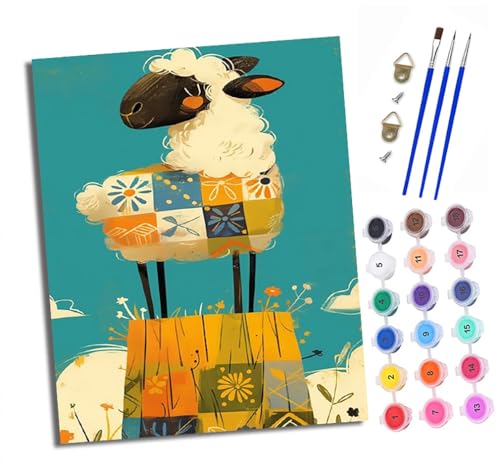 XXHXIE Malen nach Zahlen DIY Handgemalt Ölgemälde Set für Anfänger und Jugendliche Bunt gemustertes Schaf Pinsel und Acrylfarbe 40x50 cm Mit Rahmen ideal als Geschenk oder zur Heimdekoration XXHXIE Malen nach Zahlen DIY Handgemalt Ölgemälde Set für Anfänger und Jugendliche Bunt gemustertes Schaf Pinsel und Acrylfarbe 40x50 cm Mit Rahmen ideal als Geschenk oder zur Heimdekoration von XXHXIE