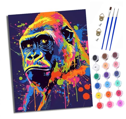 XXHXIE Malen nach Zahlen DIY Handgemalt Ölgemälde Set für Anfänger und Jugendliche Bunte Gorillastatue Pinsel und Acrylfarbe 40x50 cm Mit Rahmen ideal als Geschenk oder zur Heimdekoration XXHXIE Malen nach Zahlen DIY Handgemalt Ölgemälde Set für Anfänger und Jugendliche Bunte Gorillastatue Pinsel und Acrylfarbe 40x50 cm Mit Rahmen ideal als Geschenk oder zur Heimdekoration von XXHXIE