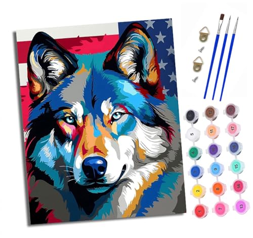 XXHXIE Malen nach Zahlen DIY Handgemalt Ölgemälde Set für Anfänger und Jugendliche Bunter Wolfsblick Pinsel und Acrylfarbe 40x50 cm Mit Rahmen ideal als Geschenk oder zur Heimdekoration XXHXIE Malen nach Zahlen DIY Handgemalt Ölgemälde Set für Anfänger und Jugendliche Bunter Wolfsblick Pinsel und Acrylfarbe 40x50 cm Mit Rahmen ideal als Geschenk oder zur Heimdekoration von XXHXIE