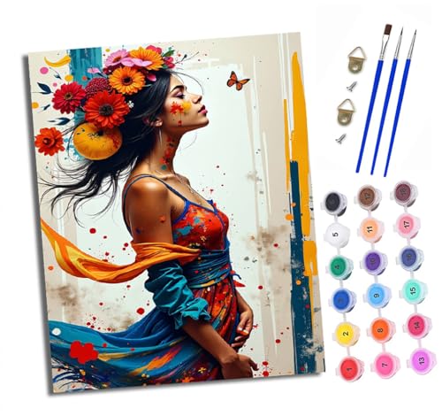 XXHXIE Malen nach Zahlen DIY Handgemalt Ölgemälde Set für Anfänger und Jugendliche Buntes Blumenmädchen Pinsel und Acrylfarbe 40x50 cm Mit Rahmen ideal als Geschenk oder zur Heimdekoration XXHXIE Malen nach Zahlen DIY Handgemalt Ölgemälde Set für Anfänger und Jugendliche Buntes Blumenmädchen Pinsel und Acrylfarbe 40x50 cm Mit Rahmen ideal als Geschenk oder zur Heimdekoration von XXHXIE