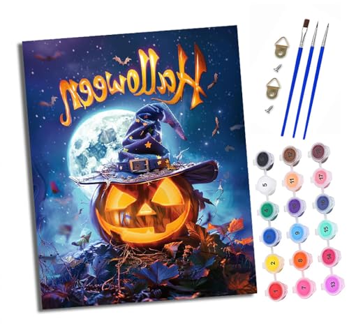 XXHXIE Malen nach Zahlen DIY Handgemalt Ölgemälde Set für Anfänger und Jugendliche Halloween-Kürbiskopf Pinsel und Acrylfarbe 40x50 cm ideal als Geschenk oder zur Heimdekoration XXHXIE Malen nach Zahlen DIY Handgemalt Ölgemälde Set für Anfänger und Jugendliche Halloween-Kürbiskopf Pinsel und Acrylfarbe 40x50 cm ideal als Geschenk oder zur Heimdekoration von XXHXIE