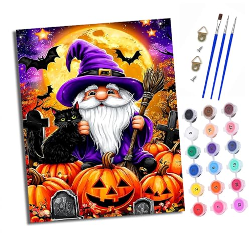 XXHXIE Malen nach Zahlen DIY Handgemalt Ölgemälde Set für Anfänger und Jugendliche Halloween-Zwerge Pinsel und Acrylfarbe 40x50 cm ideal als Geschenk oder zur Heimdekoration von XXHXIE