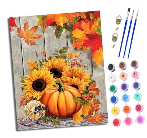 XXHXIE Malen nach Zahlen DIY Handgemalt Ölgemälde Set für Anfänger und Jugendliche Herbstliche Kürbisblüten Pinsel und Acrylfarbe 40x50 cm ideal als Geschenk oder zur Heimdekoration XXHXIE Malen nach Zahlen DIY Handgemalt Ölgemälde Set für Anfänger und Jugendliche Herbstliche Kürbisblüten Pinsel und Acrylfarbe 40x50 cm ideal als Geschenk oder zur Heimdekoration von XXHXIE
