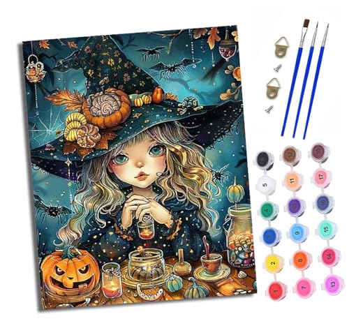 XXHXIE Malen nach Zahlen DIY Handgemalt Ölgemälde Set für Anfänger und Jugendliche Kleiner Halloween-Zauberer Pinsel und Acrylfarbe 40x50 cm ideal als Geschenk oder zur Heimdekoration XXHXIE Malen nach Zahlen DIY Handgemalt Ölgemälde Set für Anfänger und Jugendliche Kleiner Halloween-Zauberer Pinsel und Acrylfarbe 40x50 cm ideal als Geschenk oder zur Heimdekoration von XXHXIE