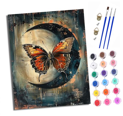 XXHXIE Malen nach Zahlen DIY Handgemalt Ölgemälde Set für Anfänger und Jugendliche Schmetterling unter dem Mond Pinsel und Acrylfarbe 40x50 cm ideal als Geschenk oder zur Heimdekoration XXHXIE Malen nach Zahlen DIY Handgemalt Ölgemälde Set für Anfänger und Jugendliche Schmetterling unter dem Mond Pinsel und Acrylfarbe 40x50 cm ideal als Geschenk oder zur Heimdekoration von XXHXIE