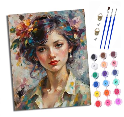 XXHXIE Malen nach Zahlen DIY Handgemalt Ölgemälde Set für Anfänger und Jugendliche Schöne Blumen Pinsel und Acrylfarbe 40x50 cm ideal als Geschenk oder zur Heimdekoration von XXHXIE