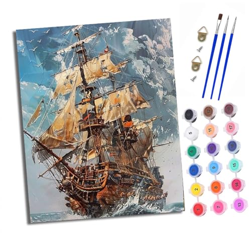 XXHXIE Malen nach Zahlen DIY Handgemalt Ölgemälde Set für Anfänger und Jugendliche Segelboot bricht die Wellen Pinsel und Acrylfarbe 40x50 cm Mit Rahmen ideal als Geschenk oder zur Heimdekoration XXHXIE Malen nach Zahlen DIY Handgemalt Ölgemälde Set für Anfänger und Jugendliche Segelboot bricht die Wellen Pinsel und Acrylfarbe 40x50 cm Mit Rahmen ideal als Geschenk oder zur Heimdekoration von XXHXIE