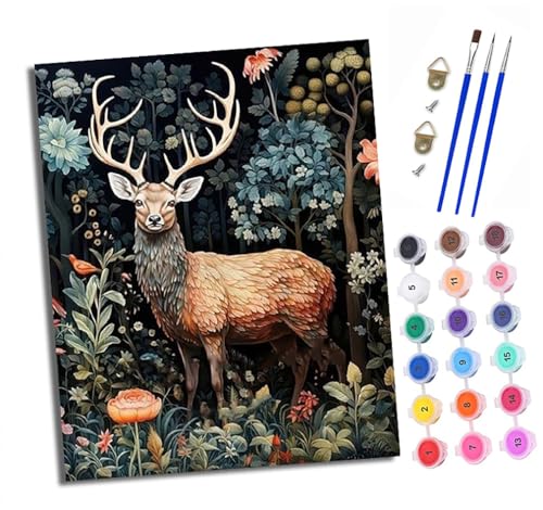 XXHXIE Malen nach Zahlen DIY Handgemalt Ölgemälde Set für Anfänger und Jugendliche Waldhirschmuster Pinsel und Acrylfarbe 40x50 cm Mit Rahmen ideal als Geschenk oder zur Heimdekoration XXHXIE Malen nach Zahlen DIY Handgemalt Ölgemälde Set für Anfänger und Jugendliche Waldhirschmuster Pinsel und Acrylfarbe 40x50 cm Mit Rahmen ideal als Geschenk oder zur Heimdekoration von XXHXIE