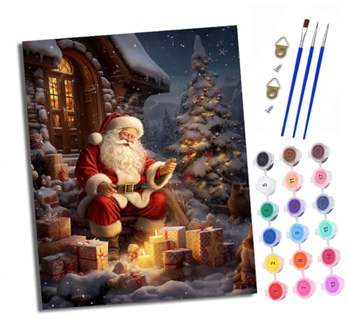 XXHXIE Malen nach Zahlen DIY Handgemalt Ölgemälde Set für Anfänger und Jugendliche Weihnachtsmann mit Geschenken Pinsel und Acrylfarbe 40x50 cm ideal als Geschenk oder zur Heimdekoration XXHXIE Malen nach Zahlen DIY Handgemalt Ölgemälde Set für Anfänger und Jugendliche Weihnachtsmann mit Geschenken Pinsel und Acrylfarbe 40x50 cm ideal als Geschenk oder zur Heimdekoration von XXHXIE