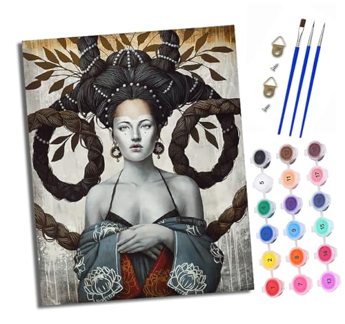 XXHXIE Malen nach Zahlen DIY Handgemalt Ölgemälde Set für Anfänger und Jugendliche Wunderschönes Dutt-Mädchen Pinsel und Acrylfarbe 40x50 cm ideal als Geschenk oder zur Heimdekoration von XXHXIE