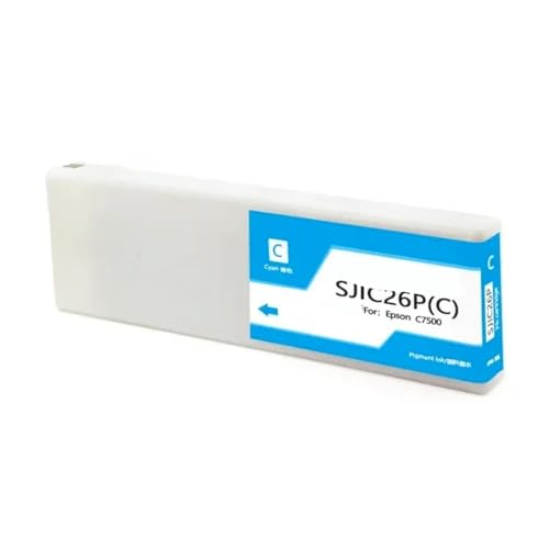 XXINGYULI 300 ml Tintenpatrone SJIC26P Kompatibel mit TM-C7500 Etikettendrucker, Pigmenttinte kompatibel(Cyan) von XXINGYULI