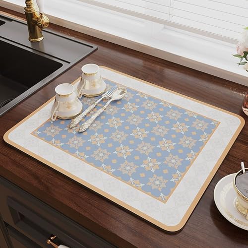 Abtropfmatten, super saugfähige Abtropfmatten, Abtropfmatten mit rutschfester Unterseite für Küchentheke, Arbeitsplatten, Schutzpads passen unter Kaffeemaschine (2 Stück, 40 x 30 cm, Stil 10) von XXIUDEE