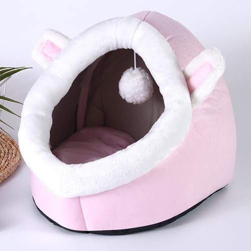 Katzenhöhlenbett für den Innenbereich mit flauschigem Ball, Katzenhaus mit abnehmbarem, waschbarem Kissen, Haustier-Sofa-Matten für Kätzchen, weiches Kätzchen-Zelt, Haus, Haustierbett (32 x 29 x 26 cm Katzenhöhlenbett für den Innenbereich mit flauschigem Ball, Katzenhaus mit abnehmbarem, waschbarem Kissen, Haustier-Sofa-Matten für Kätzchen, weiches Kätzchen-Zelt, Haus, Haustierbett (32 x 29 x 26 cm von XXIUDEE