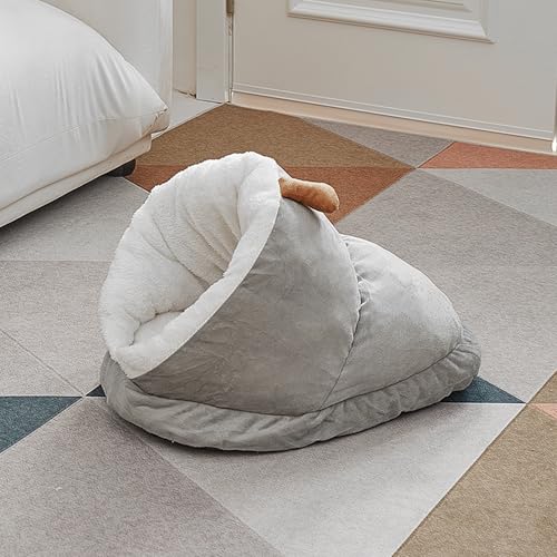 Katzenhöhlenbetten für Katzen und kleine Hunde, Haustierbetten für den Innenbereich, Schlafplatz für Kätzchen, Haustierhäuser mit rutschfester Unterseite, Kätzchenhöhlenhäuser (55 x 40 x 40 cm, Grau) von XXIUDEE