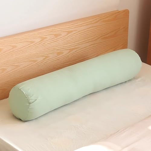 Runde Nackenrolle, Bettkissen mit abnehmbarem Bezug, Sofa-Armlehnenkissen, Kopfteil, Nackenstützkissen, Lendenwirbel-Rückenkissen für Couch, Bett, Lückenverschluss (80 x 15 cm, Grün) von XXIUDEE