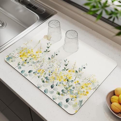 Super saugfähige Abtropfbrett-Matten, schnell trocknende Küchenmatten, Thekenschutz, Abtropfpads mit rutschfester Unterseite für Küche, Arbeitsplatte, Theke, Bar, Spüle (40 x 30 cm, Stil 2) von XXIUDEE