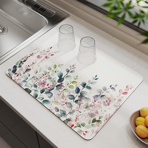 Super saugfähige Abtropfbrett-Matten, schnell trocknende Küchenmatten, Thekenschutz, Abtropfpads mit rutschfester Unterseite für Küche, Arbeitsplatte, Theke, Bar, Spüle (50 x 40 cm, Stil 3) von XXIUDEE