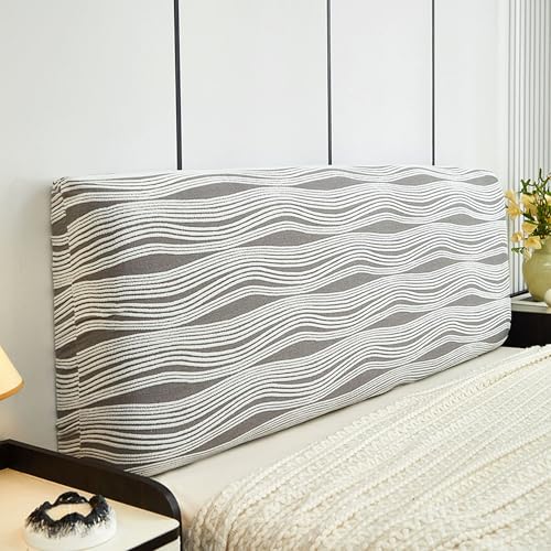 XXIUDEE Dehnbarer All-Inclusive-Bett-Kopfschutz, maschinenwaschbar, Kopfteil, Rückenlehne, staubdicht, Nachttischbezüge für Schlafzimmer, Hotelmöbel, Dekor (220 cm, Grau) von XXIUDEE