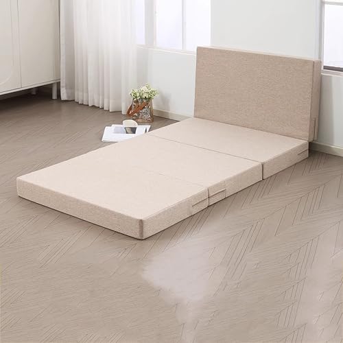 XXIUDEE Faltbare Bodenmatratze, tragbare Kindercouch mit abnehmbarem Bezug, faltbare Spielard-Reisematratze, einfache Aufbewahrung für Camping, Wohnwagen, Gäste, Auto-Zelt (200 x 70 x 8 cm, Beige) von XXIUDEE