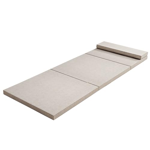 XXIUDEE Faltbare Bodenmatratze mit rutschfester Unterseite, waschbare Klappmatratze zum Schlafen, Meditation, Yoga, tragbares Gäste-Sofabett für Auto, Zelt, Reisen, Camping (200 x 100 x 5 cm, Khaki) von XXIUDEE