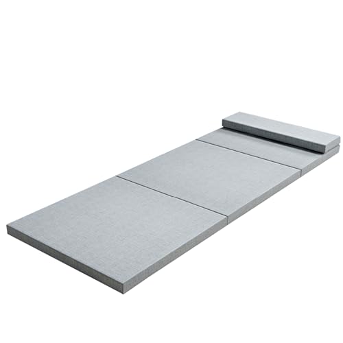 XXIUDEE Faltbare Bodenmatratze mit rutschfester Unterseite, waschbare Klappmatratze zum Schlafen, Meditation, Yoga, tragbares Gäste-Sofabett für Auto, Zelt, Reisen, Camping (200 x 70 x 8 cm, Grau) von XXIUDEE