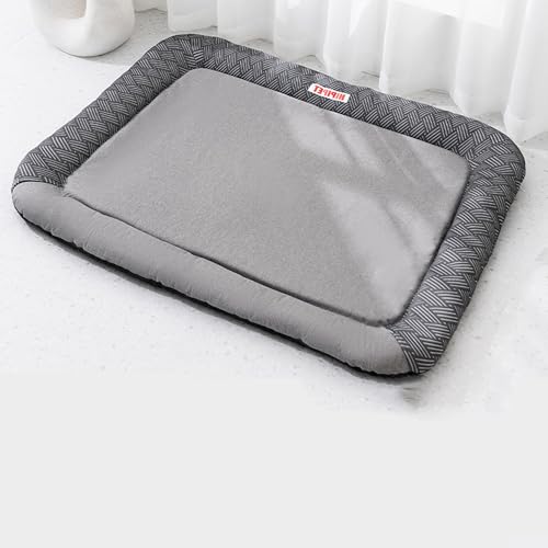 XXIUDEE Große Hundebetten, waschbar, orthopädische Hundebox-Betten, Haustier-Katzen-Matratze für alle Jahreszeiten, rutschfest, verschleißfest, wasserdicht, Welpenkissen (65 x 50 x 7 cm, Grau) von XXIUDEE