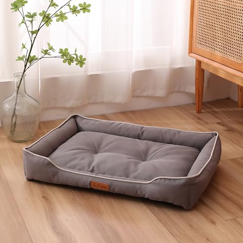 XXIUDEE Hundebetten, groß, waschbar, wasserdicht, orthopädische Haustiermatratze, bequem, Anti-Angst, mittelgroßes Hunde-Sofa-Kissen für Katzen, Welpen, Zwinger (64 x 46 x 12 cm, Grau) von XXIUDEE
