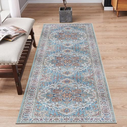 XXIUDEE Langer Teppichläufer für Flur, Küche, Waschküche, Eingangsbereich, Wohnzimmer, waschbar, Flur, Teppich, Bodenläufer, schmale Teppiche mit rutschfester Unterseite (200 x 140 cm, Stil 1) von XXIUDEE