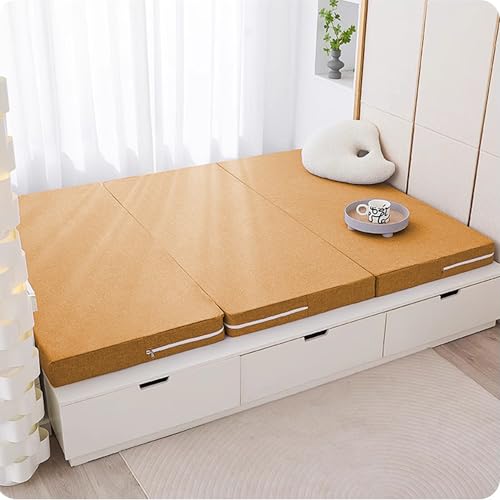 XXIUDEE Maschinenwaschbare Faltmatratze für Gäste, Kinder, faltbare Bodenmatratzen für Reisen, Camping, Gästebett, Studio, Schlafsaal, Spielzimmer, Schlafzimmer (200 x 90 x 10 cm, Orange) von XXIUDEE