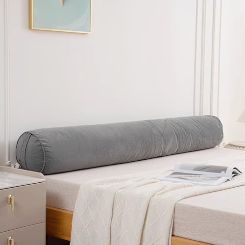 XXIUDEE Runde Nackenrolle für Zuhause/Bett/Auto, Sofa-Armlehne, Stützkissen, Lendenwirbel-, Nacken-, Rückenkissen, langer Schlafschutz, Kissen mit abnehmbarem Bezug (150 x 20 cm, Dunkelgrau) von XXIUDEE