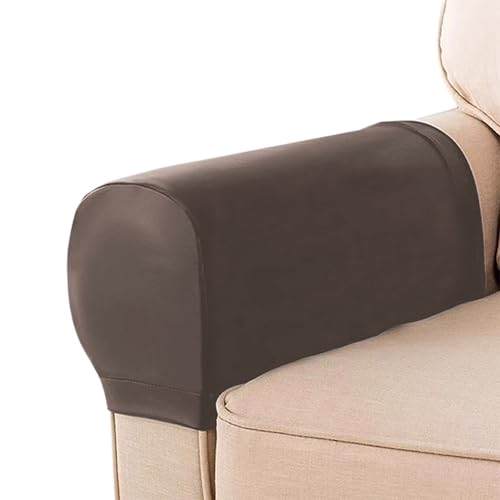 XXIUDEE Sesselschoner, Sofa-Armlehnenbezüge, Set mit 2/4/6, wasserdichte Leder-Stuhlarmkappen, Möbelschoner, Schonbezüge für Sofas, Büro, Zuhause (2 Stück, braun) von XXIUDEE