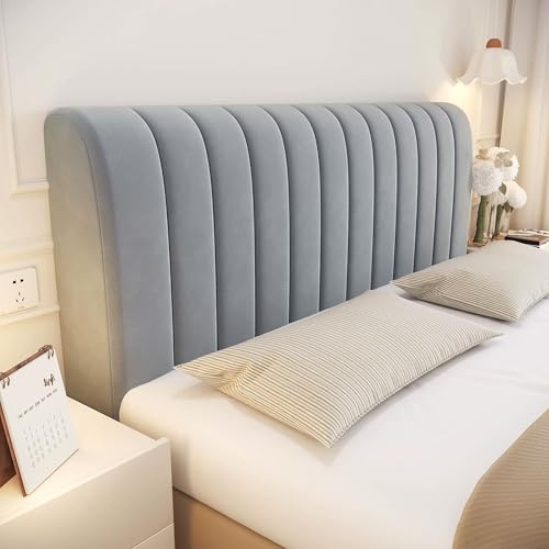 XXIUDEE Stretch-Bettkopfabdeckungen, King/Doppelbett/Einzelgröße, staubdicht, Schlafzimmer-Dekoration, All-Inclusive-Nachttischschutz, leicht zu reinigen (210 cm, Dunkelgrau) von XXIUDEE