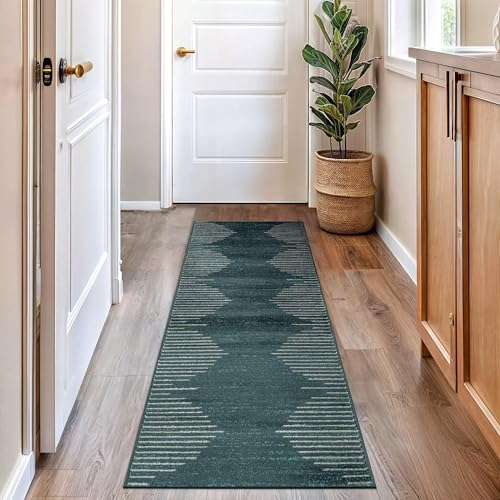 XXIUDEE Waschbarer langer Flurläufer, schmaler Teppich, Küchenteppich, Eingangsbereich, Teppich, Fußmatte, Schlafzimmer, Waschküche, Küche, rutschfeste Unterseite (240 x 60 cm, Stil 1) von XXIUDEE