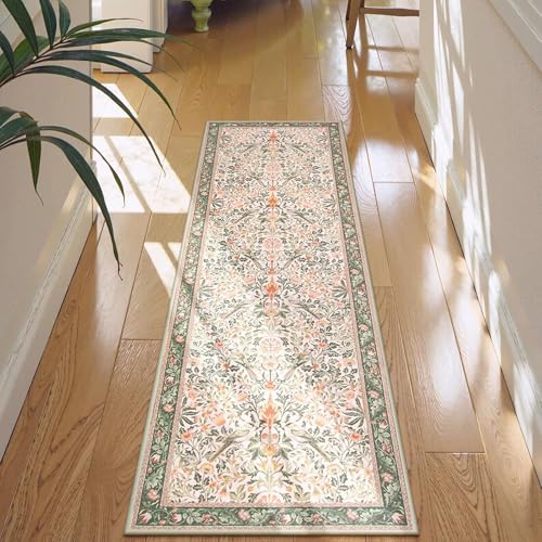XXIUDEE Waschküchenläufer im Vintage-Stil, Küchenteppich, Läufermatten, Eingangsteppich, waschbare Fußmatten mit rutschfester Unterseite, für Wohnzimmer, Schlafzimmer, Eingangsbereich (160 x 50 cm von XXIUDEE