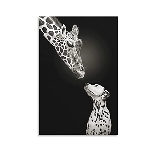 XXJDSK Druck Auf Leinwand Poster mit Tiermotiven, Giraffe und Dalmatiner, Schwarz-Weiß,Raumästhetik, Zuhause, Schlafzimmer 60X90cm Kein Rahmen von XXJDSK