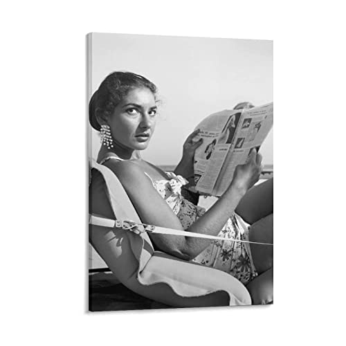 XXJDSK Foto Auf Leinwand Die Sopranistin Maria Callas On Beach Modern Family Schlafzimmer Dekor Poster 60X90cm Kein Rahmen von XXJDSK