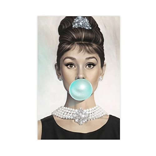 XXJDSK Kunstwerk Malerei Leinwanddrucke Moderne Druckkunst Audrey Hepburn Bubble Gum Sport Landschaft Büro Zimmer Dekor Geschenk 40x50cm Kein Rahmen von XXJDSK