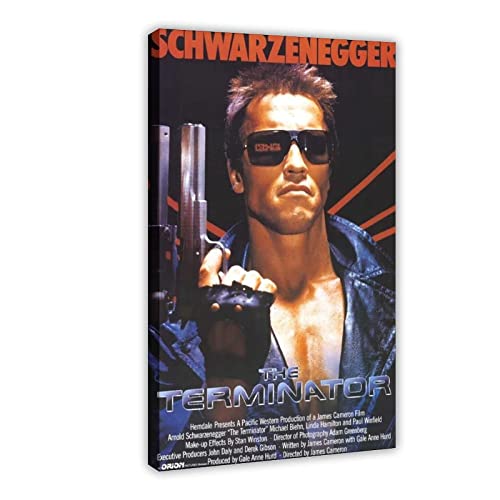 XXJDSK Leinwand Bilder Terminator-Film Arnold Schwarzenegger mit Pistole 80er Jahre Poster Sport Landschaft Büro Zimmer Dekor 60x90cm Kein Rahmen von XXJDSK